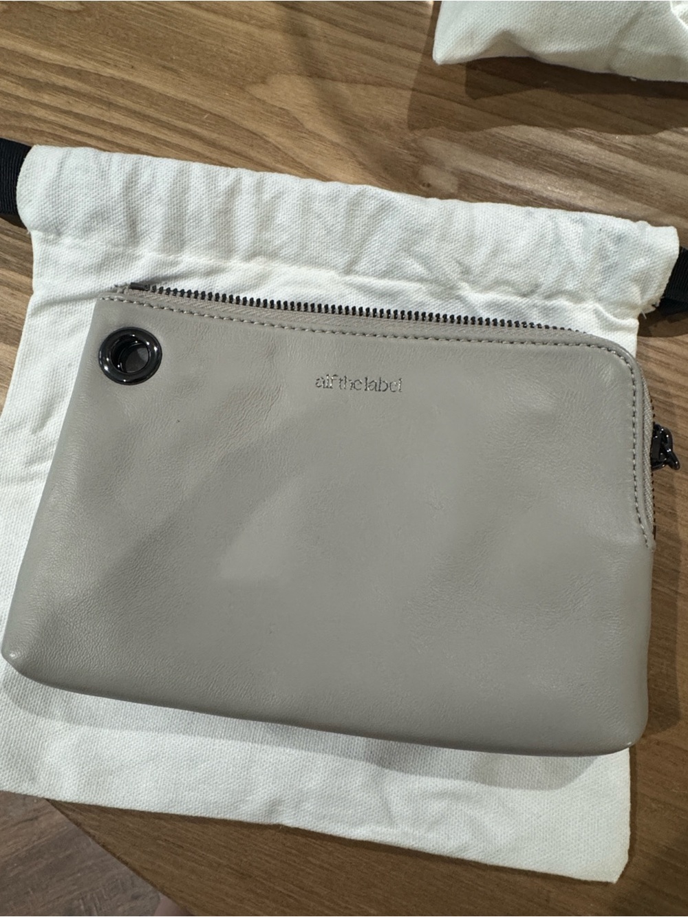 Alf the Label Packing pouch Nappa Leather-moon/gunmetal (gray)